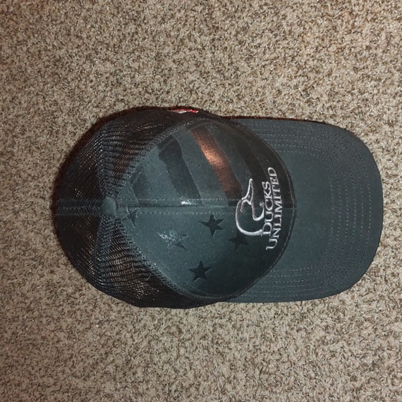 Ducks Unlimited Mesh Trucker Snapback Hat Cap Black Out Stars & Stripes USA - Picture 2 of 8